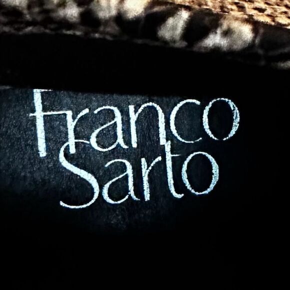 Franco Sarto Kortney Booties Snakeskin Print Pointed Toe 3.5" Block Heel Zip - Picture 8 of 9